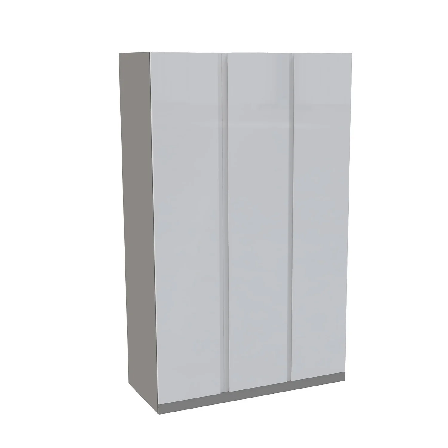 House Beautiful Escape Triple Wardrobe, Grey Carcass - Gloss White Handleless Doors (W) 1350mm X (H) 2196mm 1 House Beautiful Escape Triple Wardrobe, Grey Carcass - Gloss White Handleless Doors (W) 1350mm X (H) 2196mm