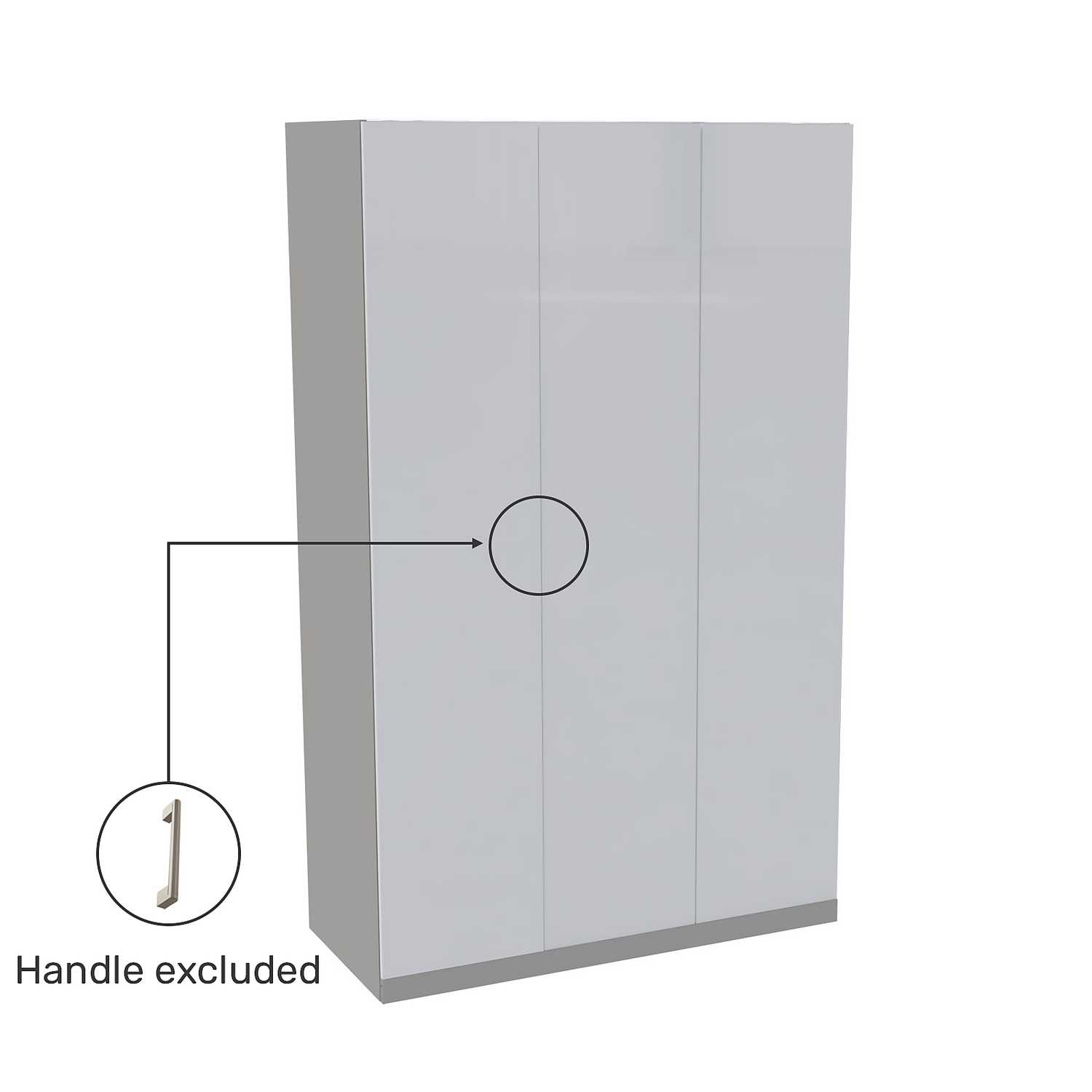 House Beautiful Honest Triple Wardrobe, Grey Carcass - Gloss White Slab Doors (W) 1350mm X (H) 2196mm 3 House Beautiful Honest Triple Wardrobe, Grey Carcass - Gloss White Slab Doors (W) 1350mm X (H) 2196mm - Image 3