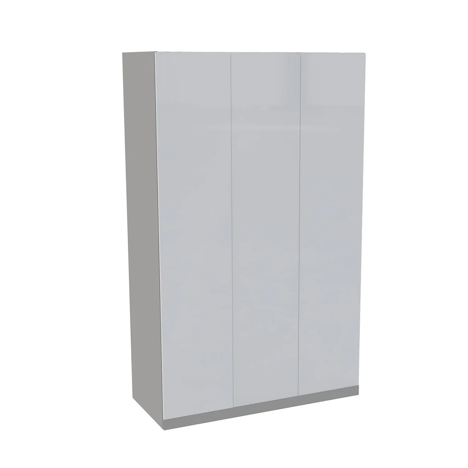 House Beautiful Honest Triple Wardrobe, Grey Carcass - Gloss White Slab Doors (W) 1350mm X (H) 2196mm 1 House Beautiful Honest Triple Wardrobe, Grey Carcass - Gloss White Slab Doors (W) 1350mm X (H) 2196mm