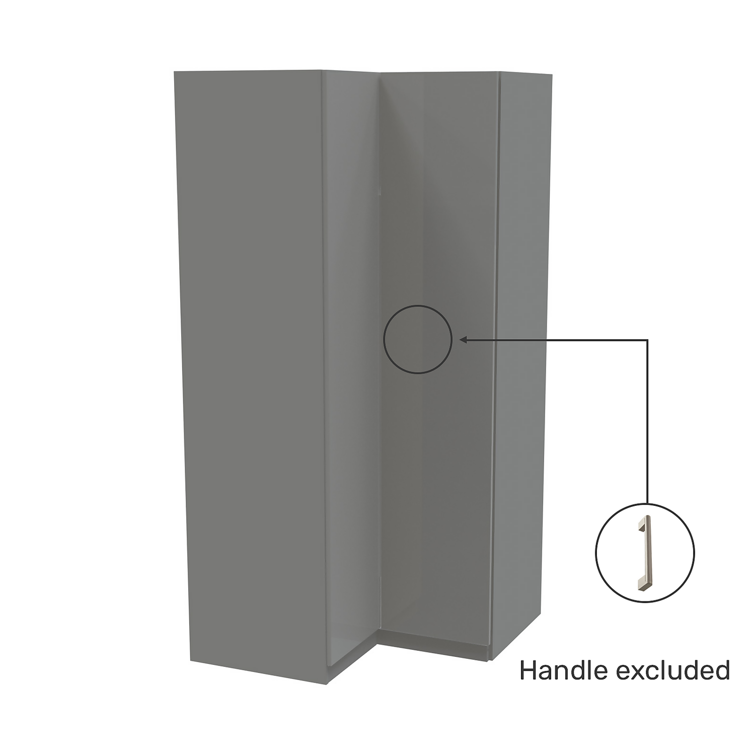 House Beautiful Honest Corner Wardrobe, Grey Carcass - Gloss Grey Slab Doors (W) 1053mm X (H) 2196mm 3 House Beautiful Honest Corner Wardrobe, Grey Carcass - Gloss Grey Slab Doors (W) 1053mm X (H) 2196mm - Image 3