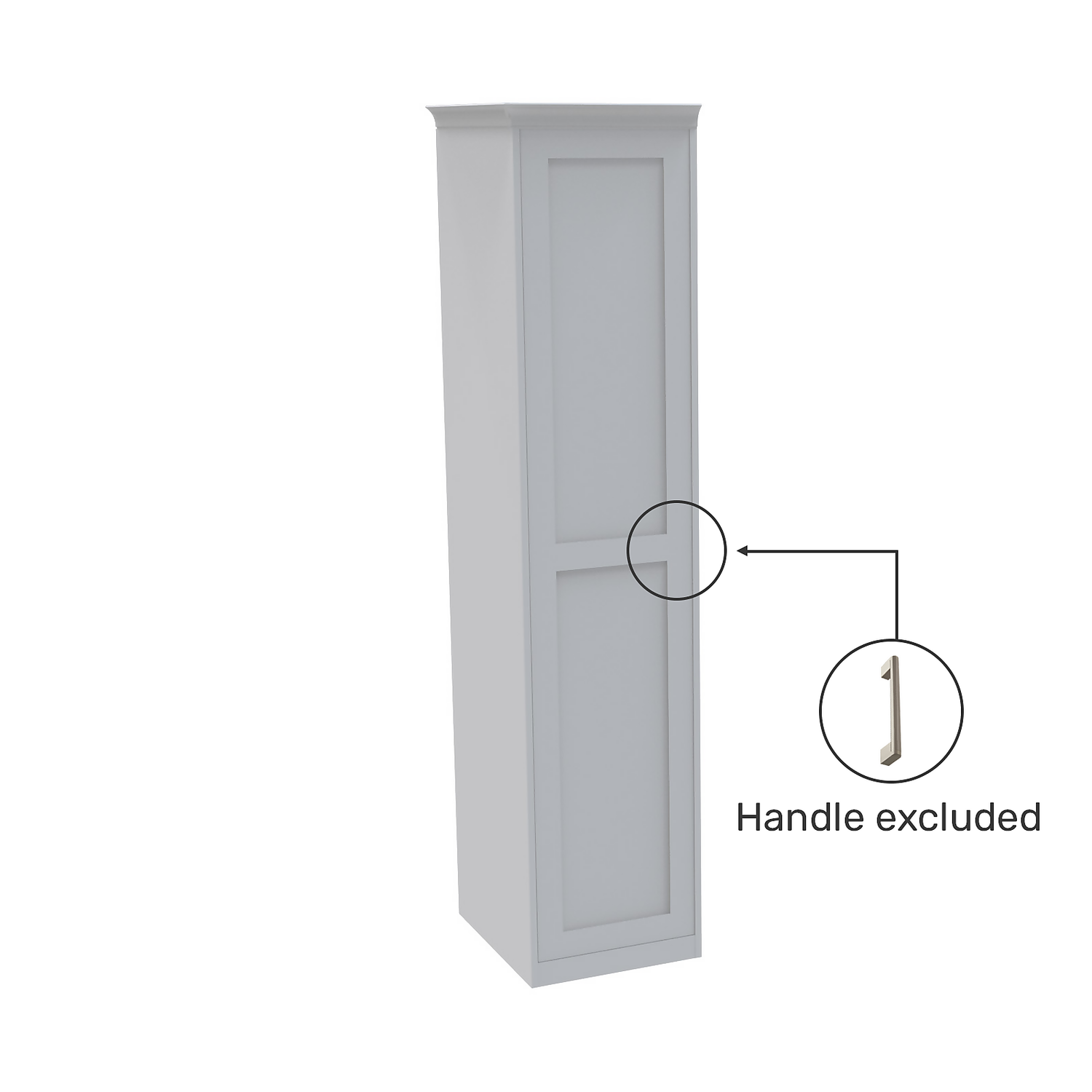 House Beautiful Realm Fitted Look Single Wardrobe, Grey Carcass - White Shaker Door (W) 551mm X (H) 2256mm 3 House Beautiful Realm Fitted Look Single Wardrobe, Grey Carcass - White Shaker Door (W) 551mm X (H) 2256mm - Image 3