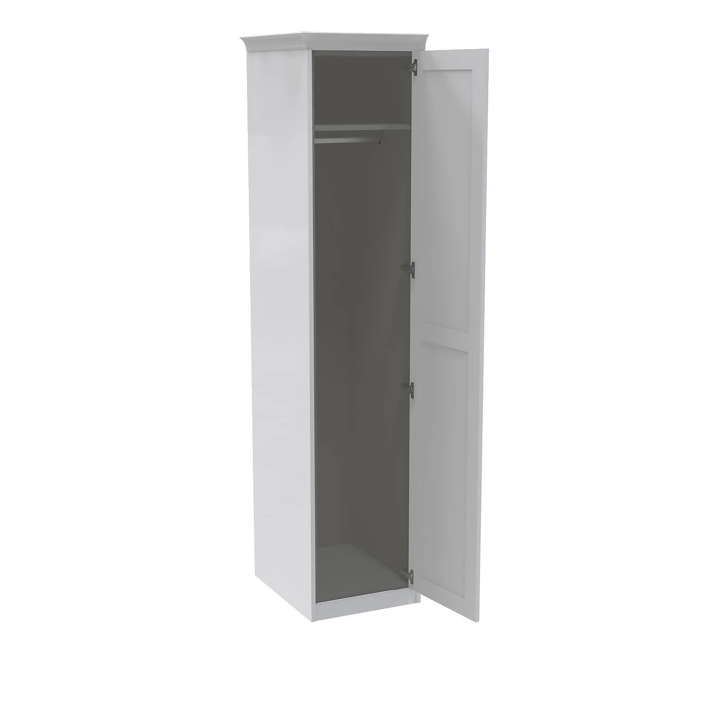 House Beautiful Realm Fitted Look Single Wardrobe, Grey Carcass - White Shaker Door (W) 551mm X (H) 2256mm 2 House Beautiful Realm Fitted Look Single Wardrobe, Grey Carcass - White Shaker Door (W) 551mm X (H) 2256mm - Image 2