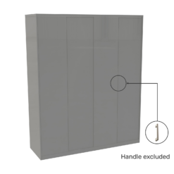 House Beautiful Honest Fitted Look Quad Wardrobe, Grey Carcass - Gloss Grey Slab Doors (W) 1840mm X (H) 2226mm -Cheap Deco Casa Store 13999981 2125005576409646