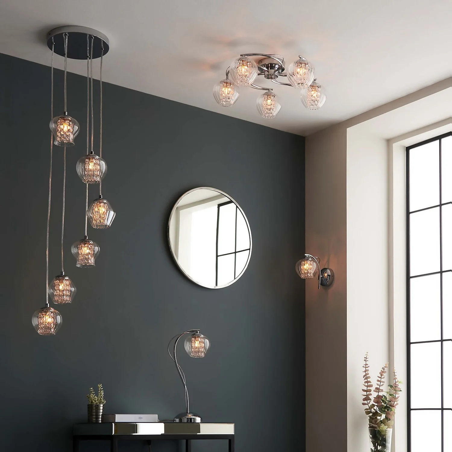 Clashmore Cluster Pendant Ceiling Light - Chrome Effect 8 Clashmore Cluster Pendant Ceiling Light - Chrome Effect - Image 8