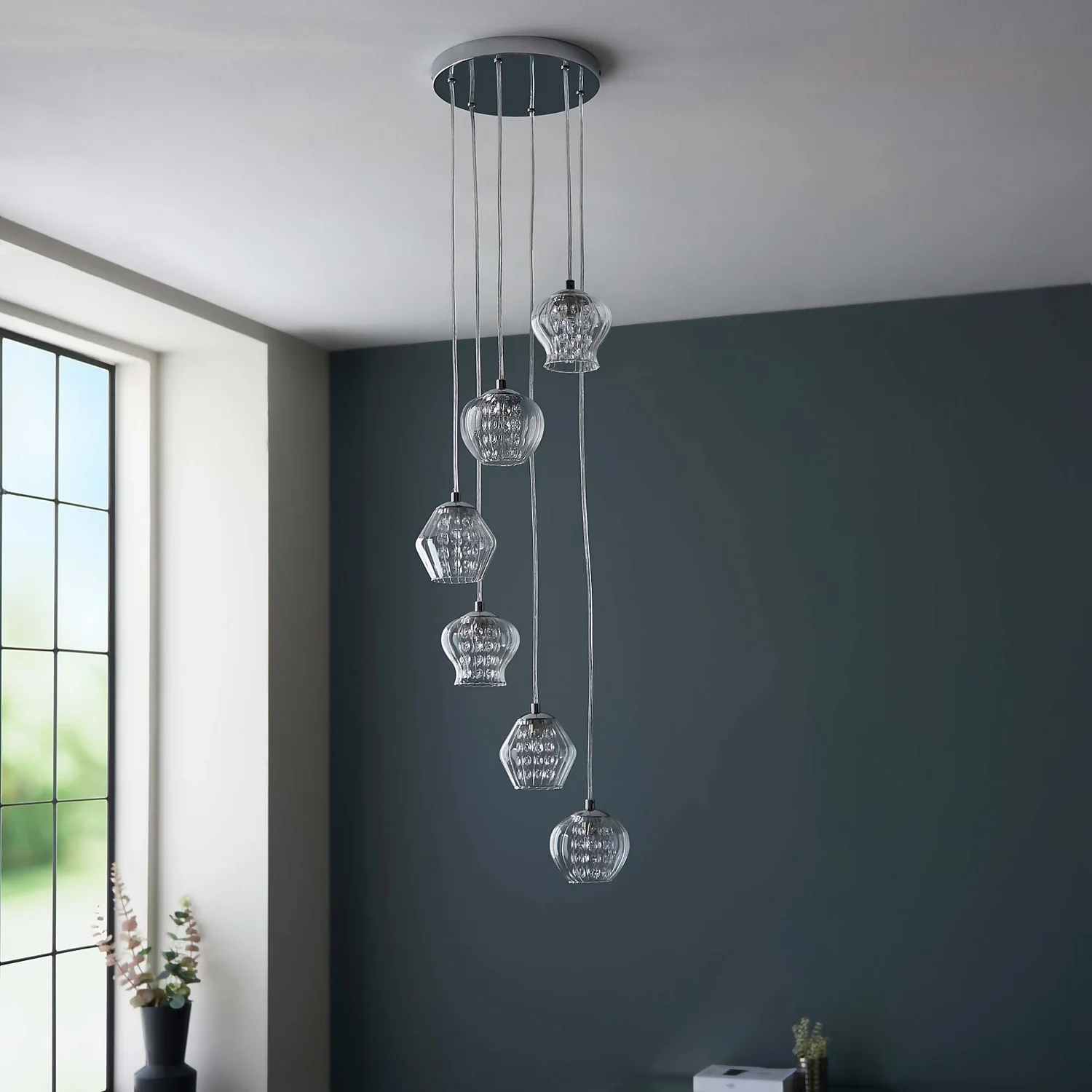 Clashmore Cluster Pendant Ceiling Light - Chrome Effect 3 Clashmore Cluster Pendant Ceiling Light - Chrome Effect - Image 3