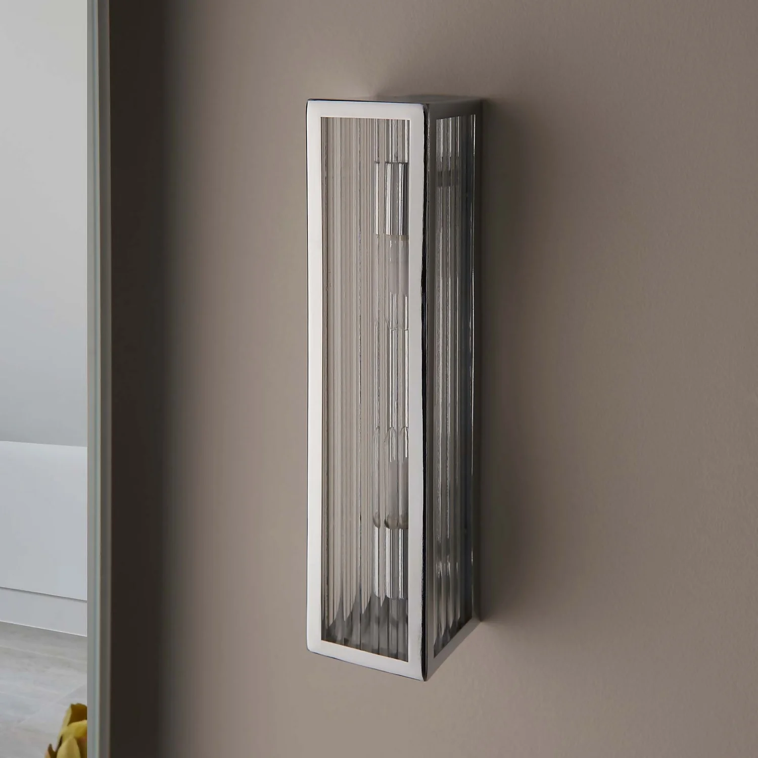 Daltra Large Ribbed Bathroom Wall Light - Chrome Effect 5 Daltra Large Ribbed Bathroom Wall Light - Chrome Effect - Image 5