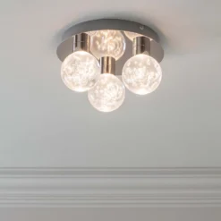 Leoch Bathroom Flush Ceiling Light - Chrome Effect -Cheap Deco Casa Store 14301817 3765038439051523