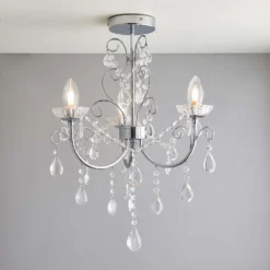 Shanzie Semi Flush Bathroom Chandelier Light - Chrome Effect -Cheap Deco Casa Store 14301829 1455038439551752