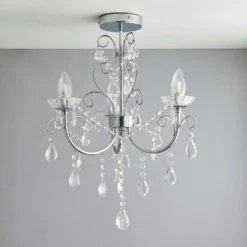 Shanzie Semi Flush Bathroom Chandelier Light - Chrome Effect -Cheap Deco Casa Store 14301829 7285038439594937