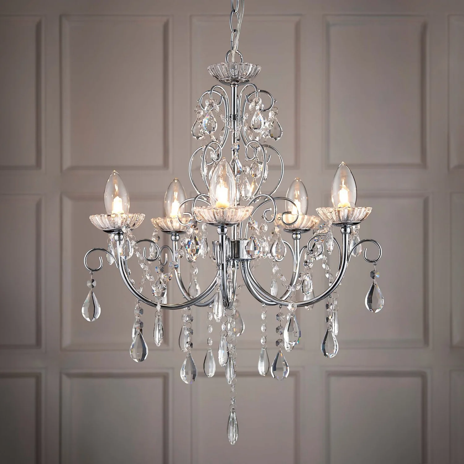 Shanzie Pendant Bathroom Ceiling Light - Chrome Effect 1 Shanzie Pendant Bathroom Ceiling Light - Chrome Effect