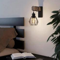 Eglo Townshend 5 Wall Light - Black & Wood -Cheap Deco Casa Store 14302940 1555038224056556