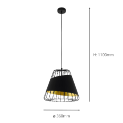 Eglo Austell Pendant Ceiling Light - Black & Gold -Cheap Deco Casa Store 14302951 1145038223122290