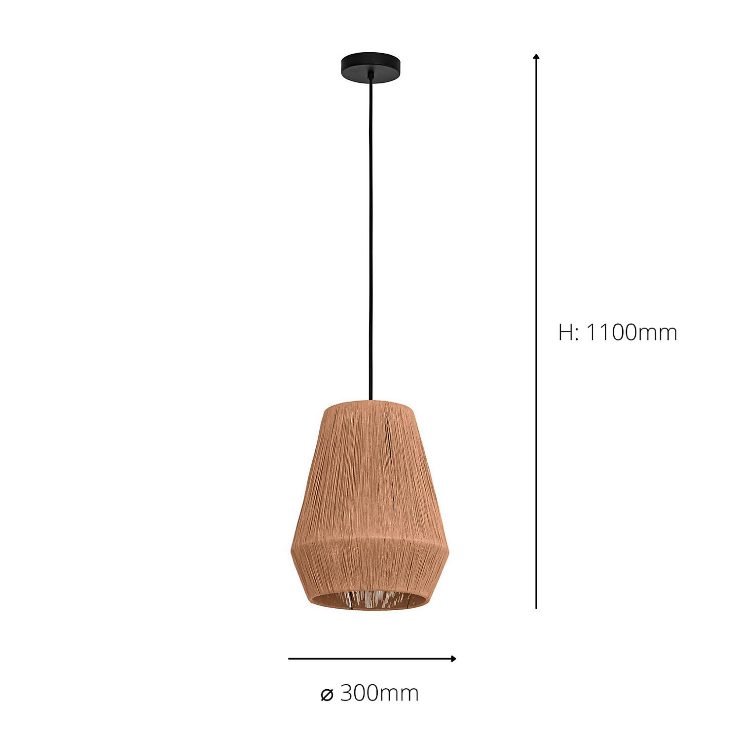 Eglo Alderney Pendant Ceiling Light - Black & Natural 6 Eglo Alderney Pendant Ceiling Light - Black & Natural - Image 6