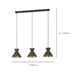 Eglo Nastasia 3 Lamp Pendant Diner Bar Light - Cappuccino & Brass -Cheap Deco Casa Store 14302968 6225039958073122