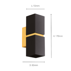 Eglo Passa Wall Light Square - Black & Gold -Cheap Deco Casa Store 14302975 1255038224163020