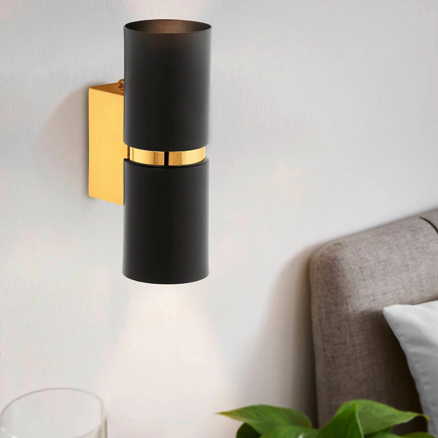 Eglo Passa Wall Light Round - Black & Gold 1 Eglo Passa Wall Light Round - Black & Gold