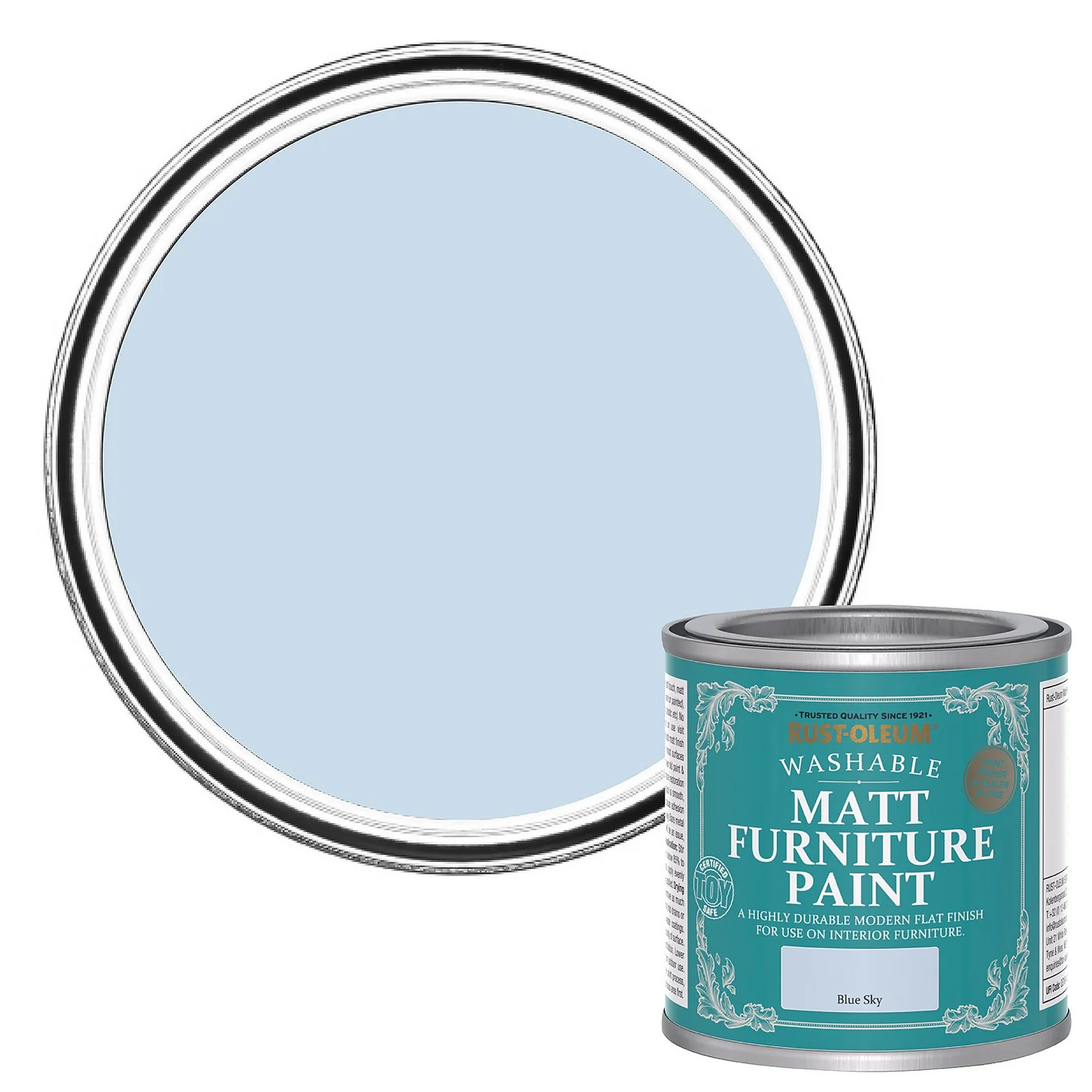 Rust-Oleum Matt Furniture Paint Blue Sky - 125ml 1 Rust-Oleum Matt Furniture Paint Blue Sky - 125ml