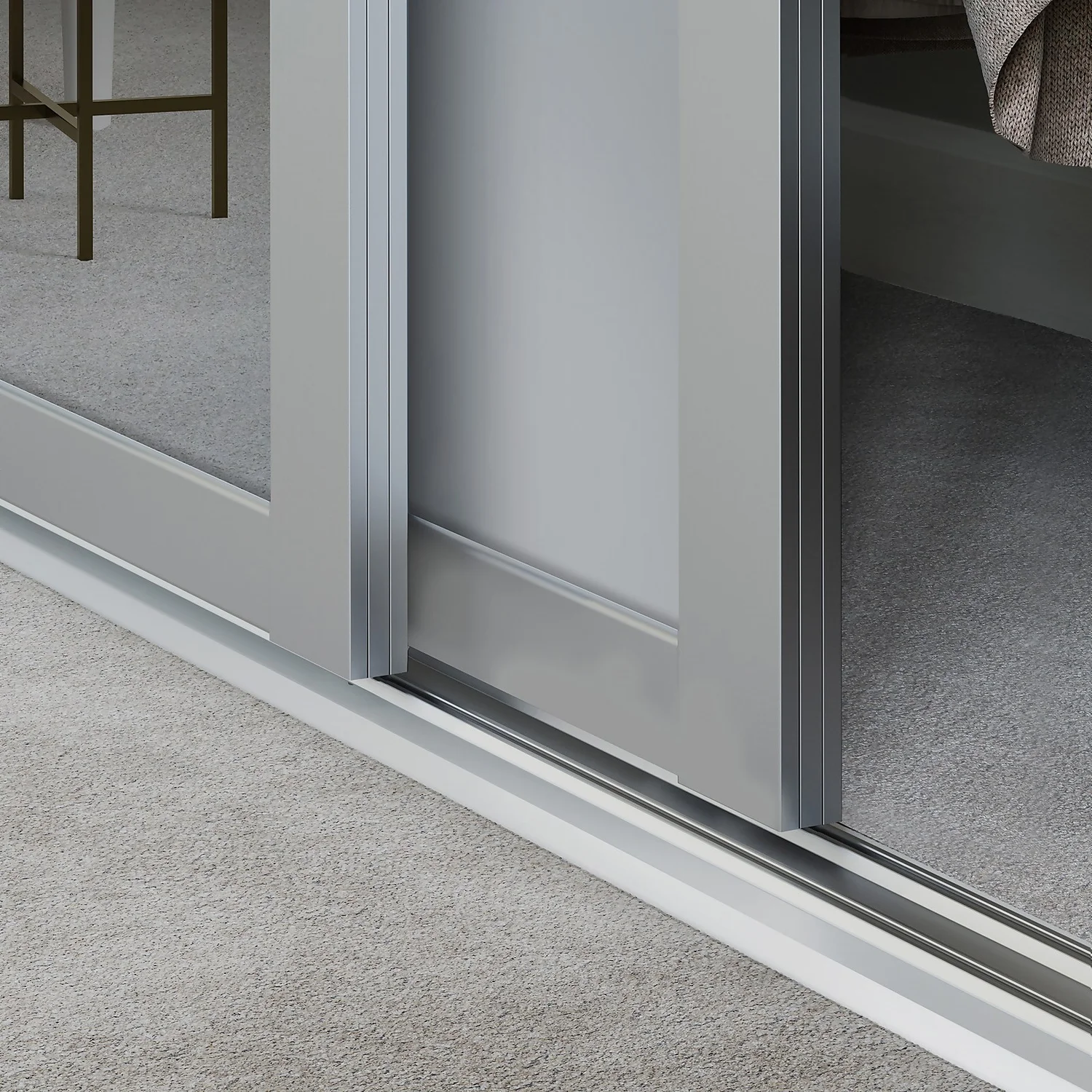 Shaker 3 Door Sliding Wardrobe Kit Dove Grey Panel / Mirror With Dove Grey Frame (W)2136 X (H)2260mm 3 Shaker 3 Door Sliding Wardrobe Kit Dove Grey Panel / Mirror With Dove Grey Frame (W)2136 X (H)2260mm - Image 3