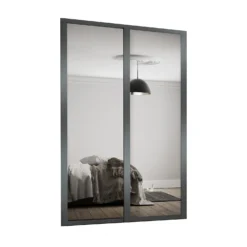 Shaker 2 Door Sliding Wardrobe Kit Mirror With Graphite Frame (W)1145 X (H)2260mm